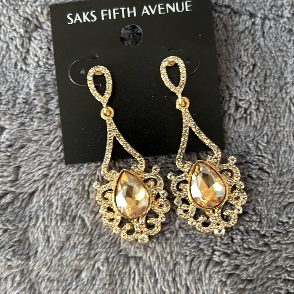 Saks Fifth Avenue Gold and Silver Drop Earrings